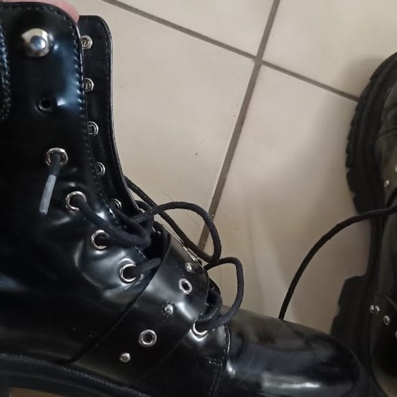 Vero Moda Black Combat Lace-Up Boots with Belt Detail - US 7 / UK 5 / EUR 38 - Picture 10 of 15